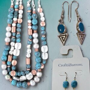 Boho Turquoise Jewelry Set Earrings Necklace Southwestern Style Bundle